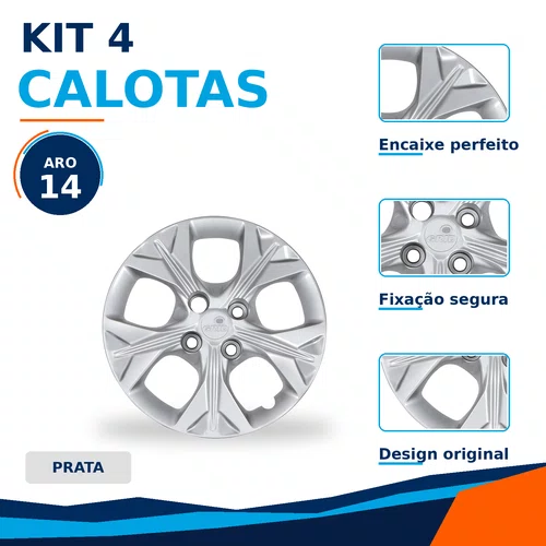 Kit 4 calotas aro 14p prata mod onix/prisma 2021
