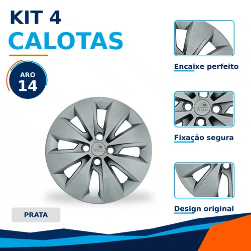 Kit 4 Calotas Aro 14 Prata Saveiro 2017 a 2018