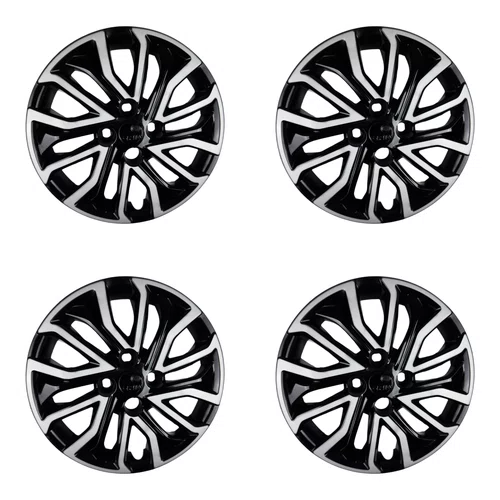Kit 4 calotas aro 14p preto/prata mod argo/cronos 2022