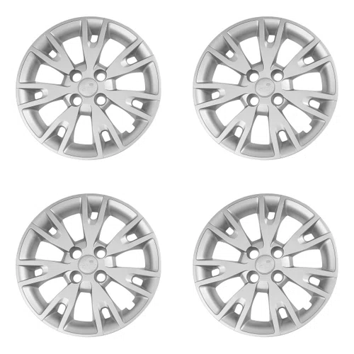 Kit 4 Calotas Aro 15 Prata Renault Logan e Sandero 2020 Grid - Referência: 878AR-Pta-E