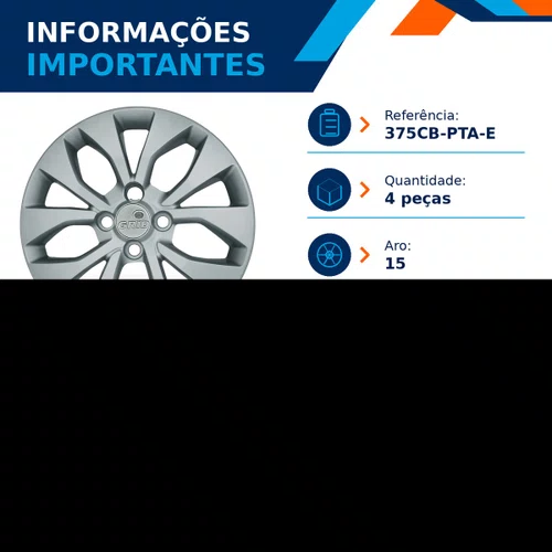 Kit 4 Calotas Aro 15 Prata Chevrolet Onix e Prisma 2017 2018 2019 2020 Grid - Referência: 375CB-Pta-E