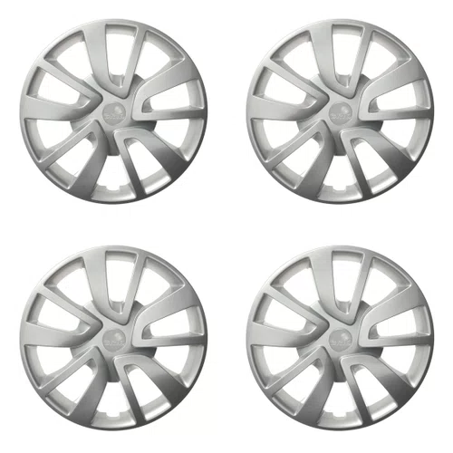 Kit 4 Calotas Aro 15 Prata Renault Sandero e Logan 2014 2015 2016 2017 2018 2019 2020 Grid - Referência: 869AR-Pta-E