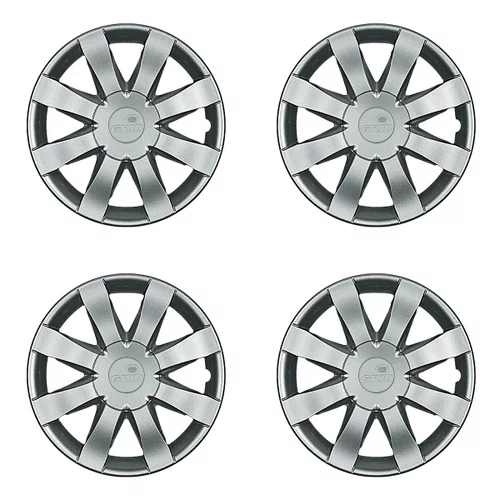 Kit 4 Calotas Aro 15 Prata Renault Sandero e Logan 2015 2016 Grid - Referência: 875AR-Pta-E