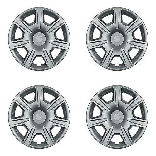 Kit 4 Calotas Aro 15 Prata Renault Sandero e Logan 2015 2016 2017 2018 Grid - Referência: 876AR-Pta-E