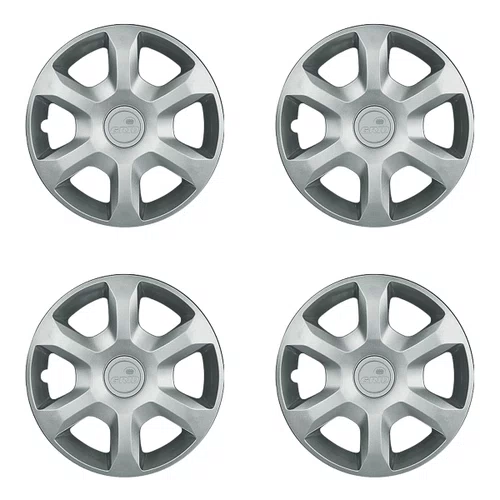 Kit 4 Calotas Aro 15 Prata Renault Sandero Mégane e Logan 2014 2015 Grid - Referência: 874AR-Pta-E