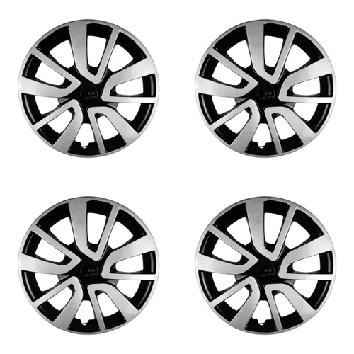 Kit 4 Calotas Aro 15 Preto e Prata Renault Sandero e Logan 2014 2015 2016 2017 2018 2019 2020 Grid - Referência: 869AR-Pbp-E