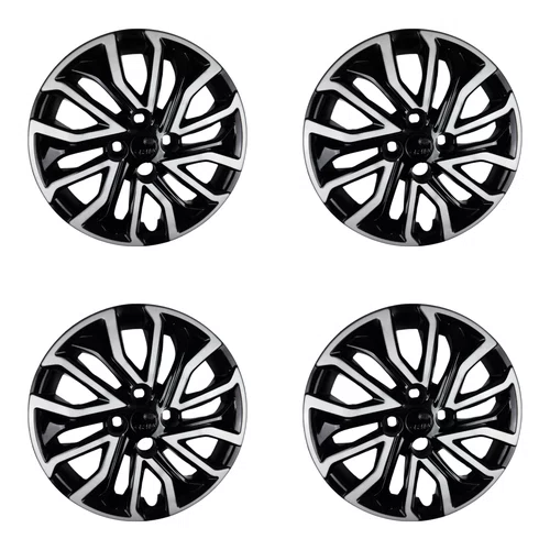 Kit 4 calotas aro 15p preto/prata mod argo/cronos 2022