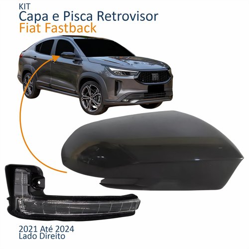 Kit Capa Com Pisca Retrovisor Fiat Fastback 2021 2022 2023 2024 Lado Direito Passageiro