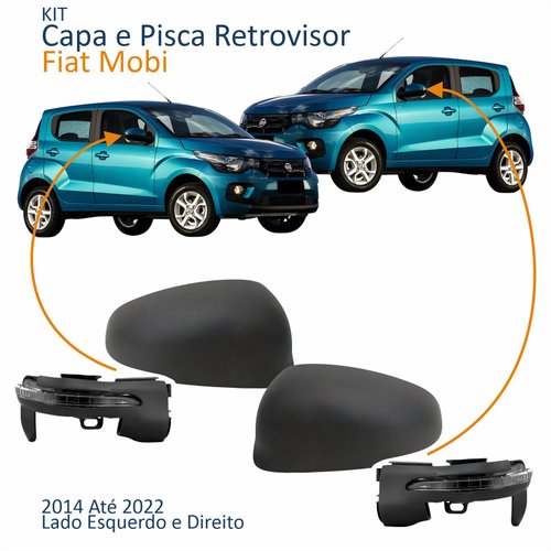 Kit Capa Com Pisca Retrovisor Fiat Mobi 2014 Até 2022