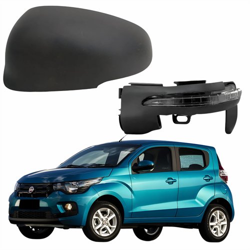 Kit Capa Com Pisca Retrovisor Fiat Mobi 2014 Até 2022 Lado Esquerdo Motorista