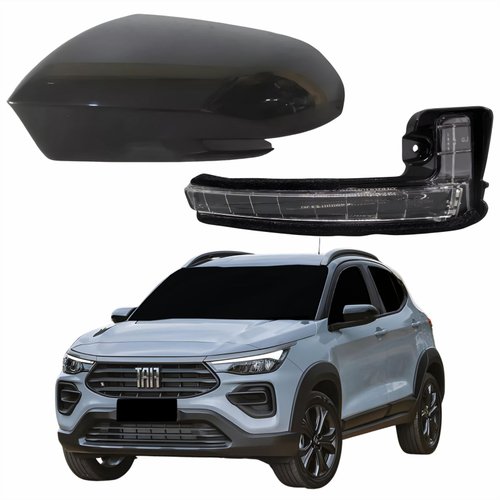 Kit Capa Com Pisca Retrovisor Fiat Pulse 2021 2022 2023 2024 Lado Esquerdo Motorista