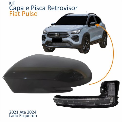 Kit Capa Com Pisca Retrovisor Fiat Pulse 2021 2022 2023 2024 Lado Esquerdo Motorista
