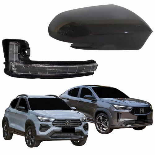 Kit Capa Com Pisca Retrovisor Fiat Pulse Fastback 2021 2022 2023 2024 Lado Direito Passageiro