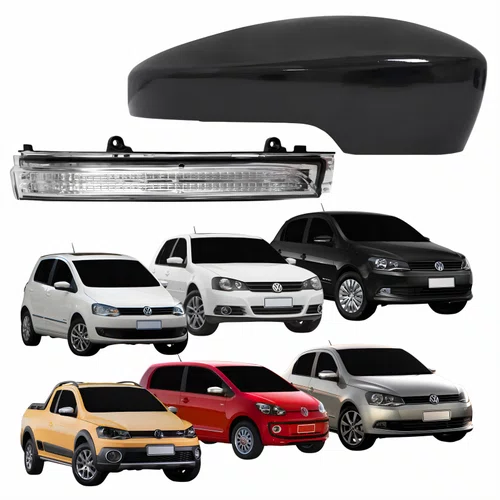 Kit Capa Com Pisca Retrovisor Vw Fox Gol Saveiro Voyage 2013 Até 2016 Golf Up 2013 2014 Liso Lado Direito Passageiro