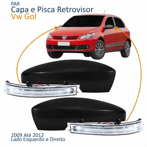 Kit Capa Com Pisca Retrovisor Vw Gol G5 2008 2009 2010 2011 2012 Texturizado