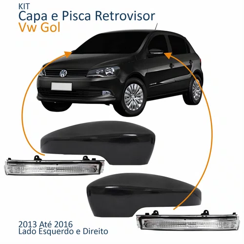 Kit Capa Com Pisca Retrovisor Vw Gol G6 2013 2014 2015 2016 Texturizado