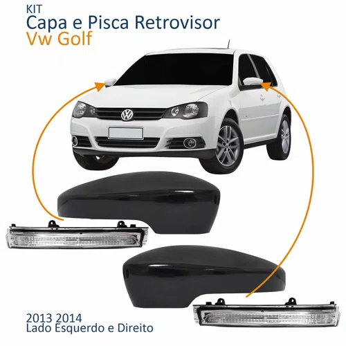 Kit Capa Com Pisca Retrovisor Vw Golf 2013 2014 Texturizado