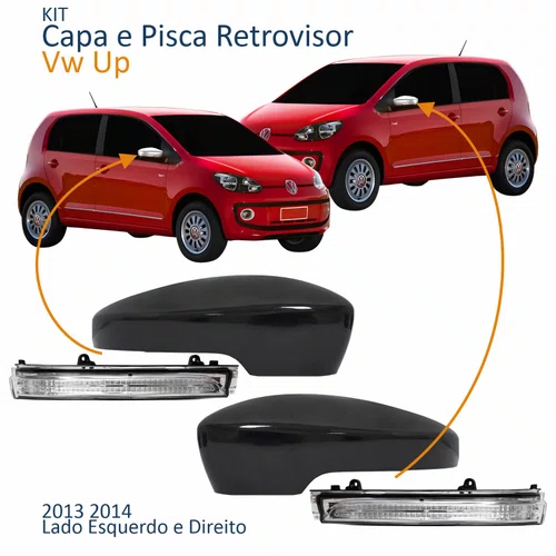 Kit Capa Com Pisca Retrovisor Vw Up 2013 2014 Texturizado