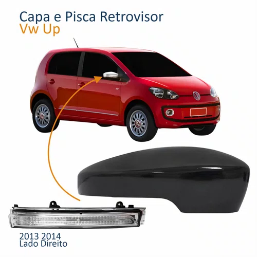 Kit Capa Com Pisca Retrovisor Vw Up 2013 2014 Texturizado Lado Direito Passageiro