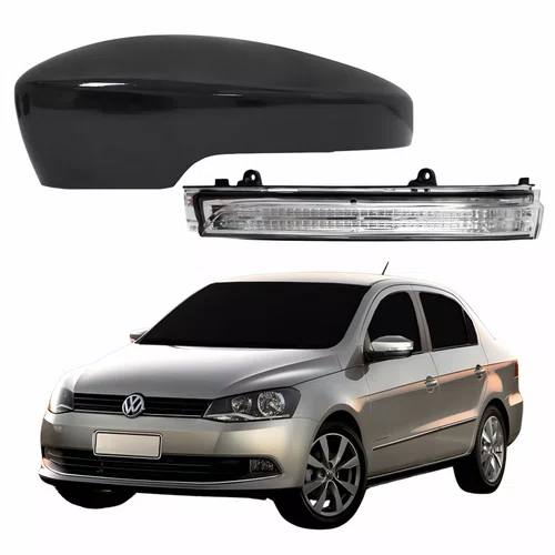 Kit Capa Com Pisca Retrovisor Vw Voyage G6 2013 2014 2015 2016 Liso Lado Esquerdo Motorista