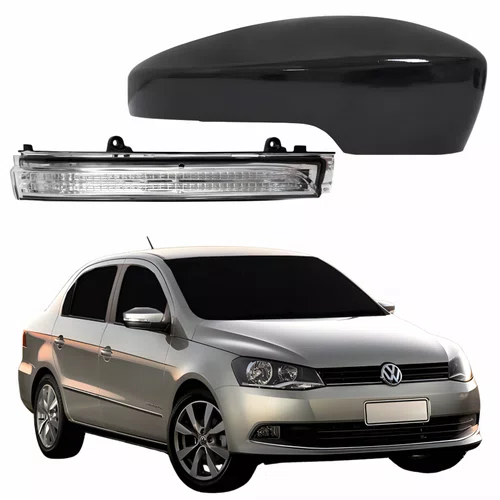 Kit Capa Com Pisca Retrovisor Vw Voyage G6 2013 Até 2016 Liso Lado Direito Passageiro