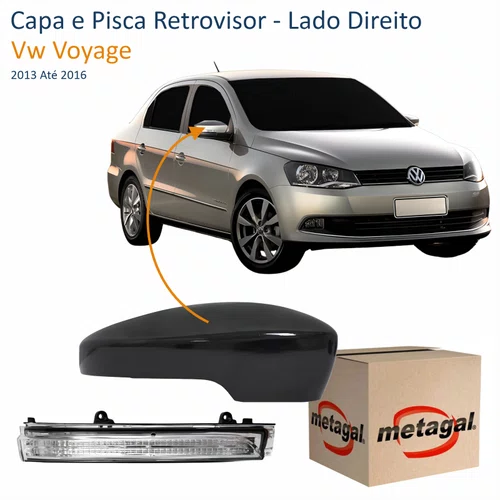 Kit Capa Com Pisca Retrovisor Vw Voyage G6 2013 Até 2016 Liso Lado Direito Passageiro