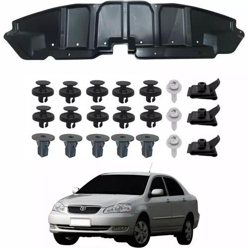 KIT Defletor Central Parachoque Dianteiro Toyota Corolla 2003 Até 2008 + Presilhas