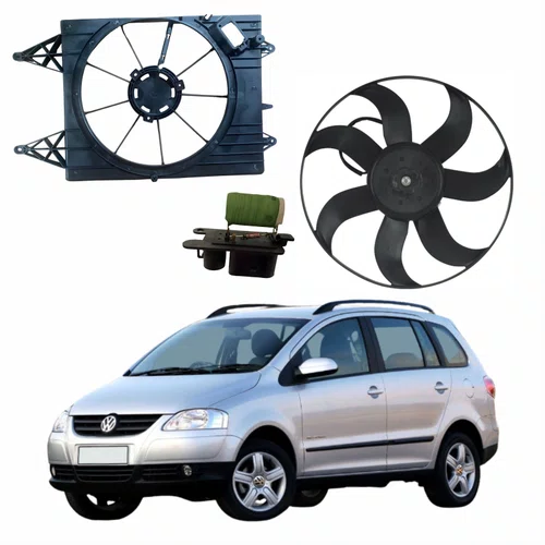 Kit Eletroventilador + Defletor Ventoinha Vw Spacefox 2006 Até 2012 Com Resistência