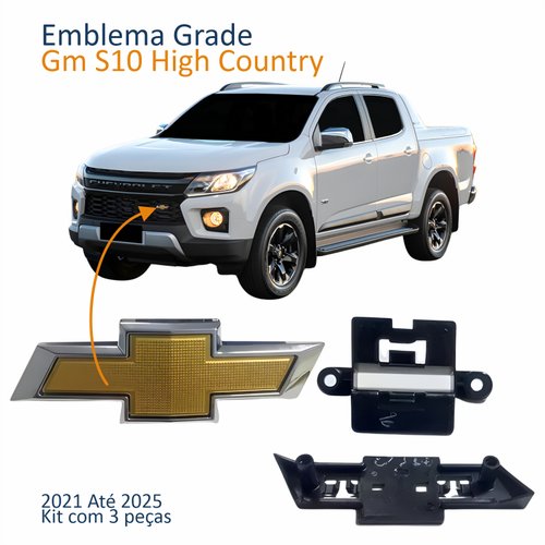 Kit Emblema Grade Gm S10 High Country 2021 2022 2023 2024 2025 Com 3 Peças