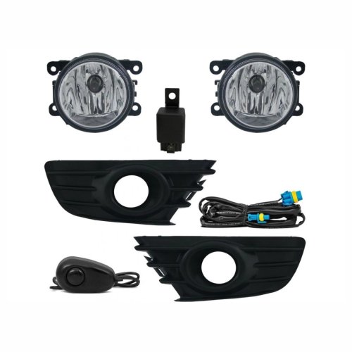 Kit Farol Auxiliar De Milha Citroen C4 Pallas Hatch 2006 Até 2012 Moldura Preta Botão Colante