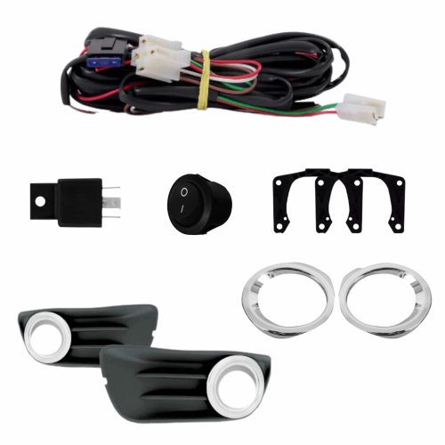 Kit Farol Auxiliar de Milha Fiat Palio Economy 2007 até 2011 Siena 2010 até 2011 Moldura Cromada Botão Alternativo