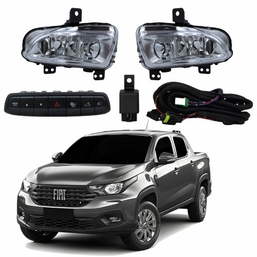 Kit Farol Auxiliar De Milha Fiat Strada Endurance 2020 2021 2022 2023 Botão Modelo Original