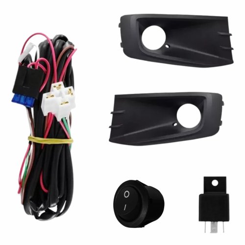 Kit Farol Auxiliar de Milha Saveiro G6 2013 2014 2015 2016 Moldura Preta Botão Alternativo