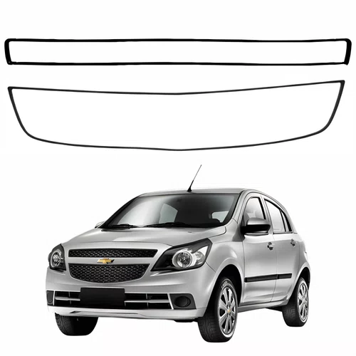 Kit Friso Grade Dianteira Gm Agile 2009 2010 2011 2012 2013 Superior Inferior Preta