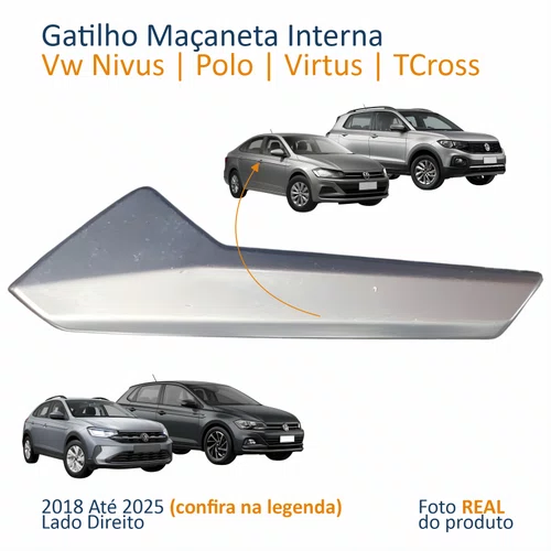 Gatilho Maçaneta Interior Vw Polo Virtus 2018 Até 2025 T-Cross 2019 Até 2025 Nivus 2020 Até 2025 Lado Direito