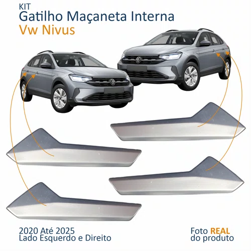 Kit Gatilho Maçaneta Interior Vw Nivus 2020 Até 2025 4 Peças