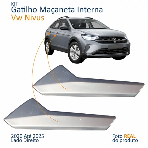 Kit Gatilho Maçaneta Interior Vw Nivus 2020 Até 2025 Lado Direito 2 Peças