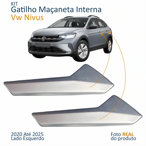 Kit Gatilho Maçaneta Interior Vw Nivus 2020 Até 2025 Lado Esquerdo 2 Peças
