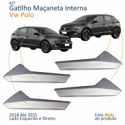 Kit Gatilho Maçaneta Interior Vw Polo 2018 Até 2025 4 Peças
