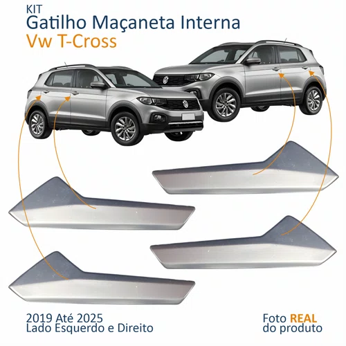 Kit Gatilho Maçaneta Interior Vw T-Cross 2019 Até 2025 4 Peças