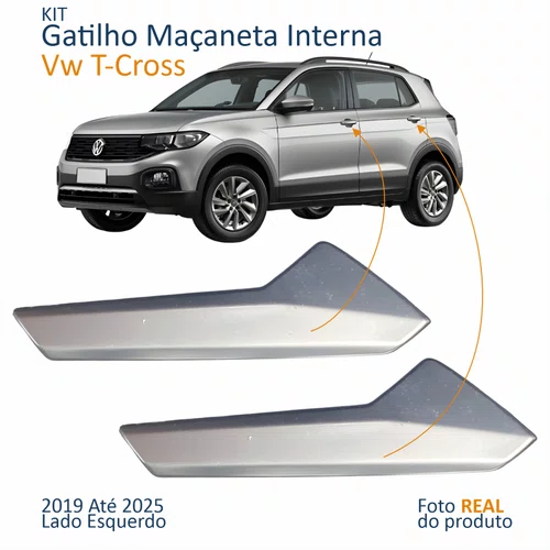 Kit Gatilho Maçaneta Interior Vw T-Cross 2019 Até 2025 Lado Esquerdo 2 Peças