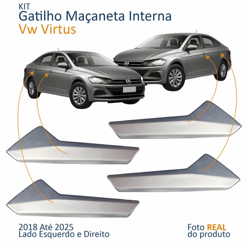 Kit Gatilho Maçaneta Interior Vw Virtus 2018 Até 2025 4 Peças