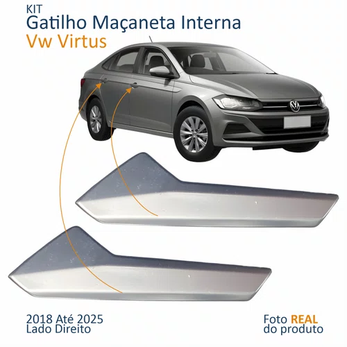 Kit Gatilho Maçaneta Interior Vw Virtus 2018 Até 2025 Lado Direito 2 Peças