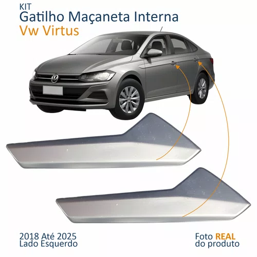 Kit Gatilho Maçaneta Interior Vw Virtus 2018 Até 2025 Lado Esquerdo 2 Peças