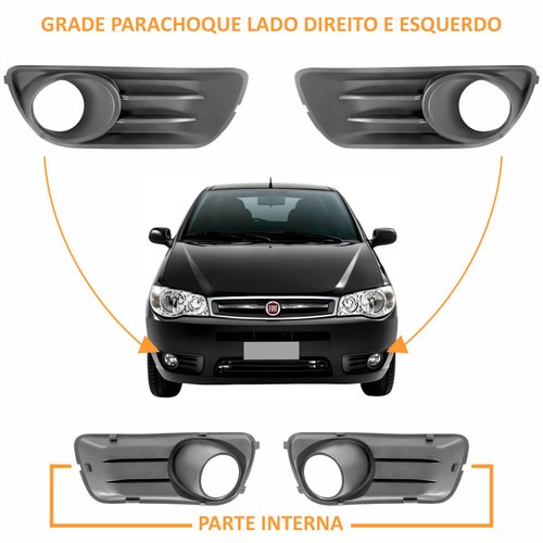 Kit Grades + Emblema Fiat Palio G4 2008 Até 2012