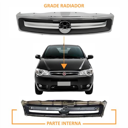 Kit Grades + Emblema Fiat Palio G4 2008 Até 2012