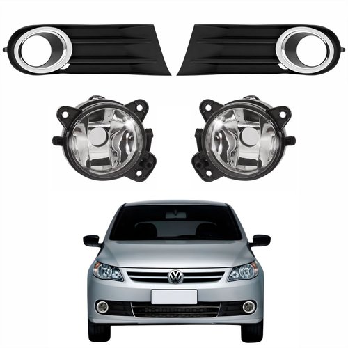 Kit Grades Parachoque Lado Direito e Lado Esquerdo + Par de Farol de Milha Vw Gol G5 2008 Até 2012