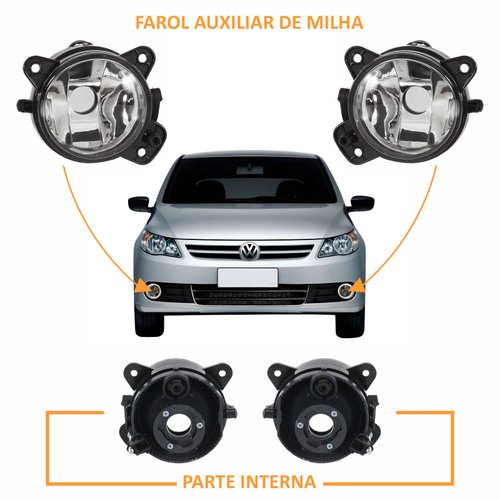 Kit Grades Parachoque Lado Direito e Lado Esquerdo + Par de Farol de Milha Vw Gol G5 2008 Até 2012