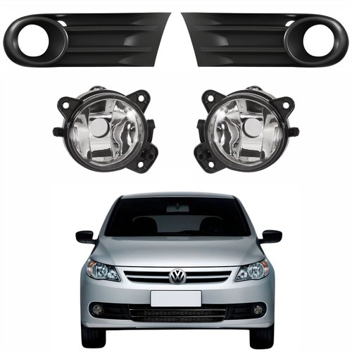 Kit Grades Parachoque Lado Direito e Lado Esquerdo + Par de Farol de Milha Vw Gol G5 2008 Até 2012
