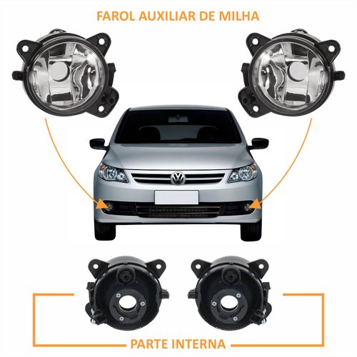 Kit Grades Parachoque Lado Direito e Lado Esquerdo + Par de Farol de Milha Vw Gol G5 2008 Até 2012